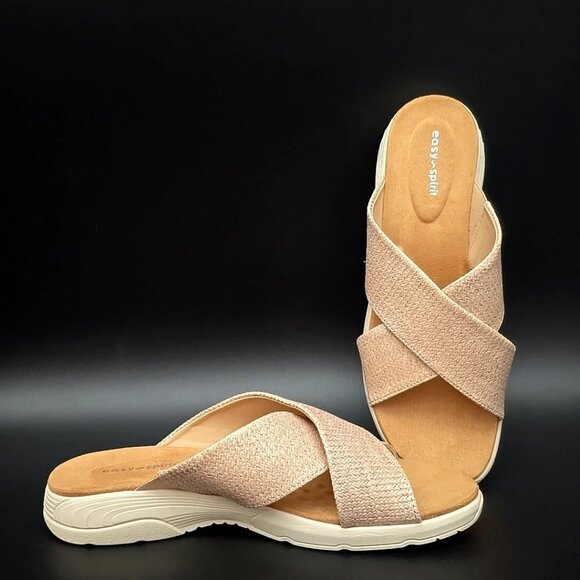 Easy Spirit Taite 2 Beige Square Toe Casual Flat Sandals Women's Size 9N - Picture 1 of 12